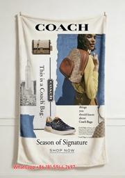 Coach Signature Collection Print Flannel Throw Blanket for Sofa C115